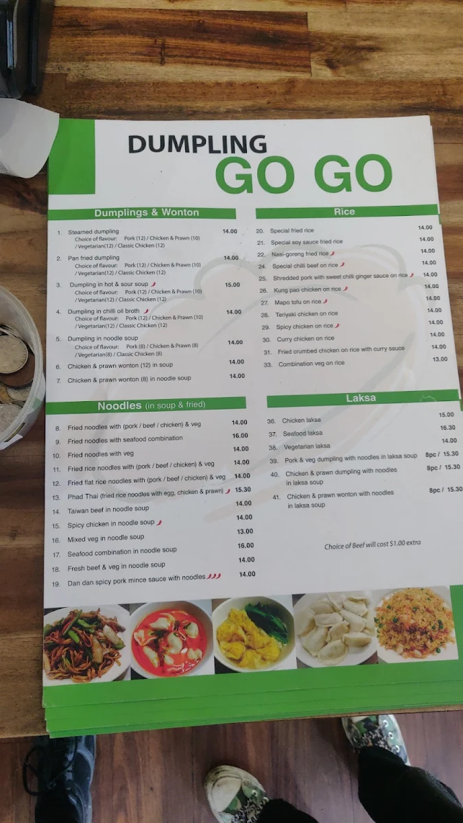Menu, Dumpling Go Go