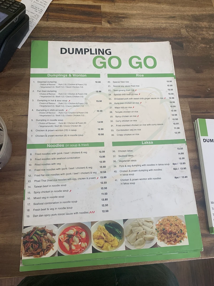 Menu, Dumpling Go Go
