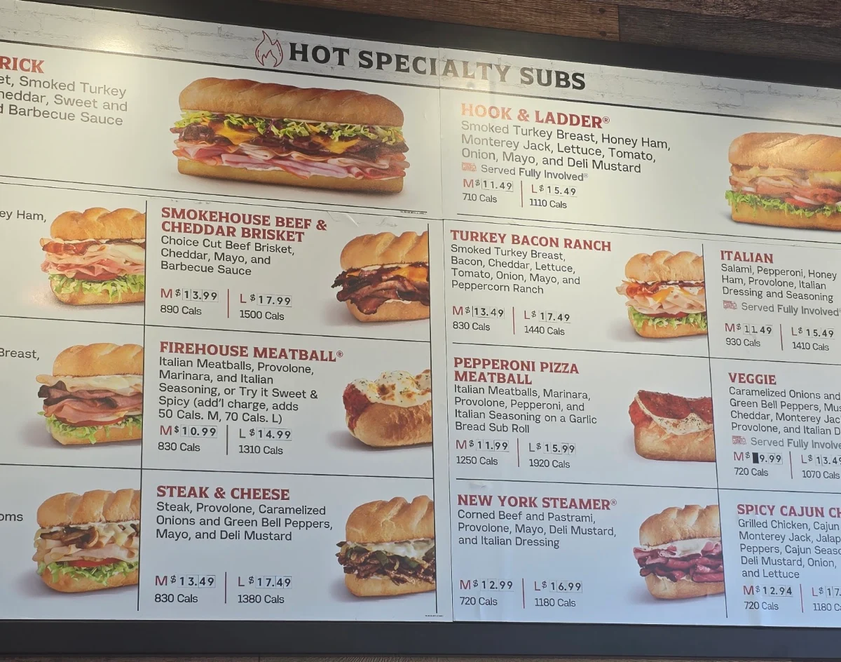 Menu, Firehouse Subs Edmonton Sunwapta