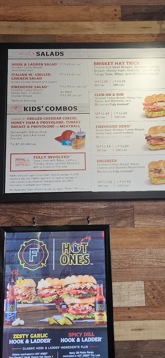 Menu, Firehouse Subs Edmonton Sunwapta