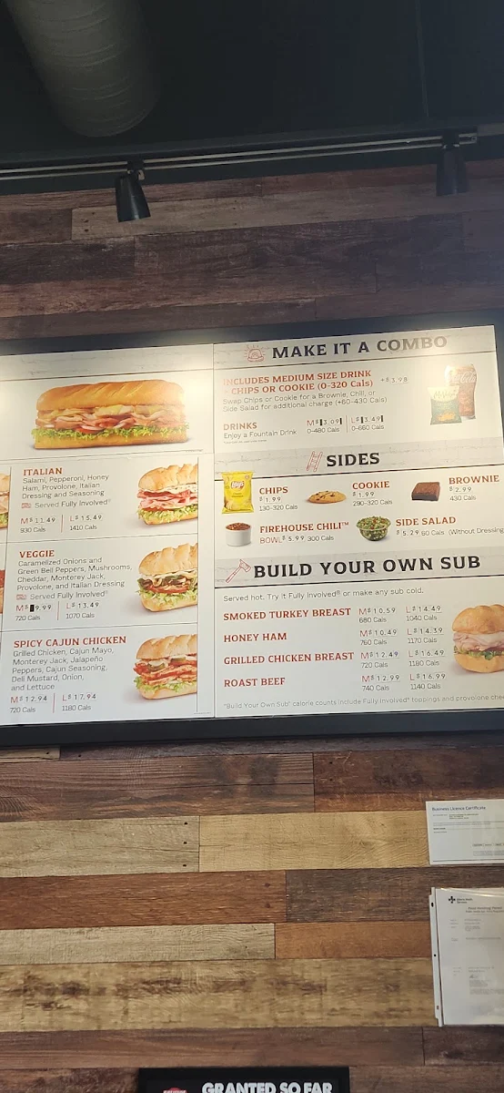 Menu, Firehouse Subs Edmonton Sunwapta