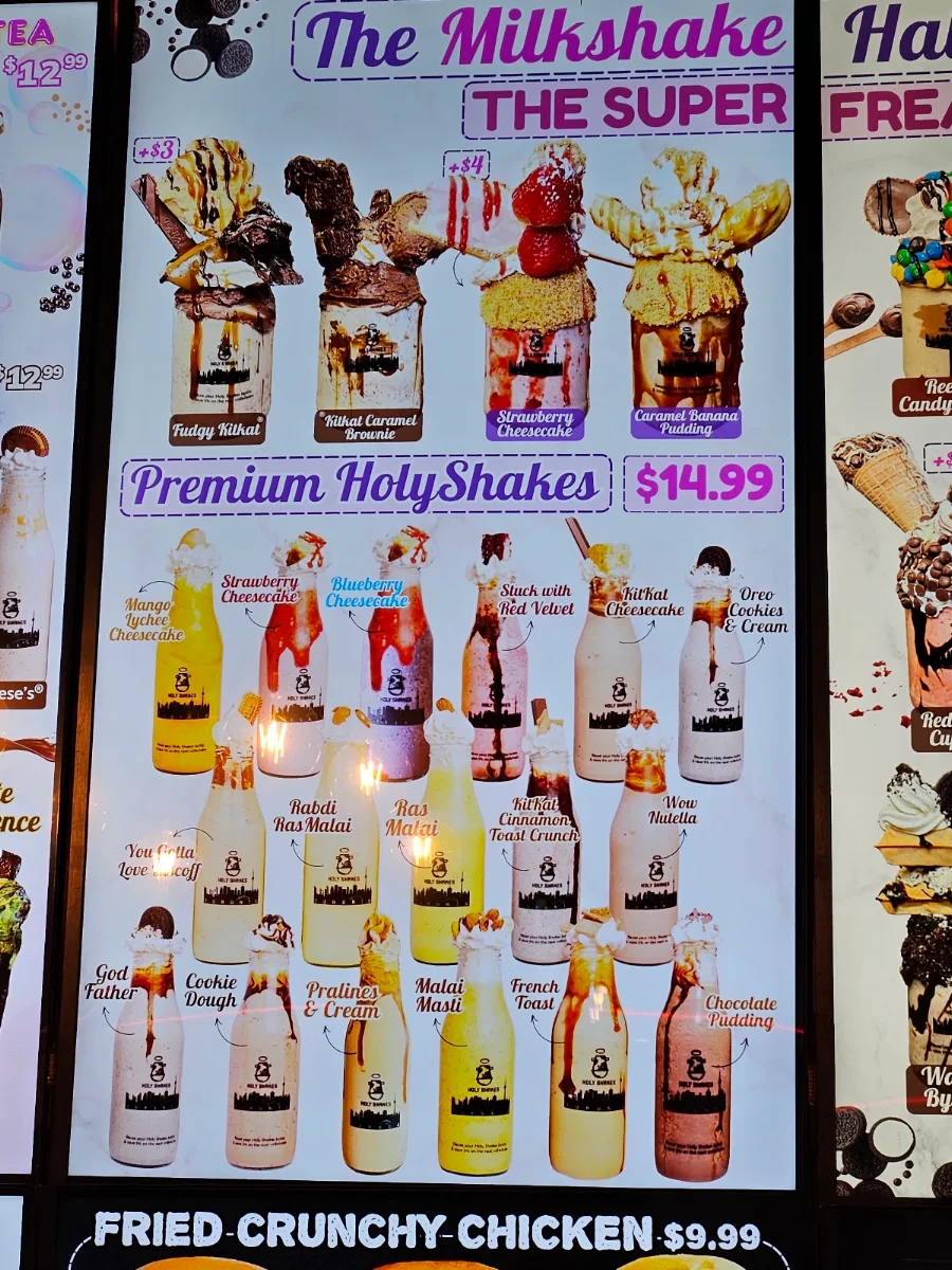 Menu, Holy Shakes Calgary Sage Hill