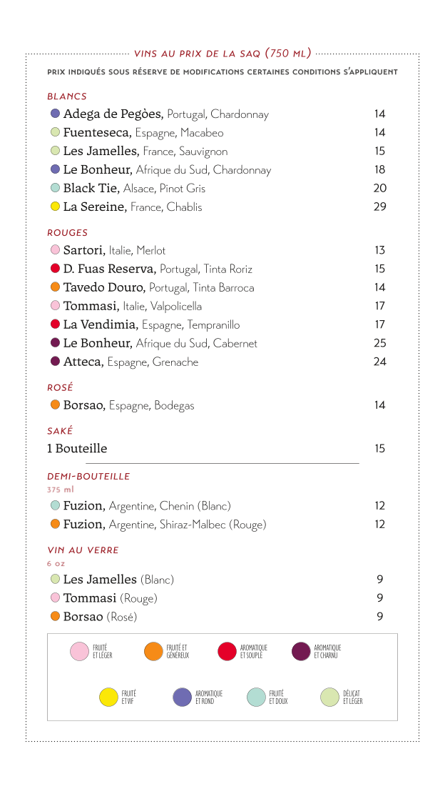 Menu, Les Délices Du Lao-Thai
