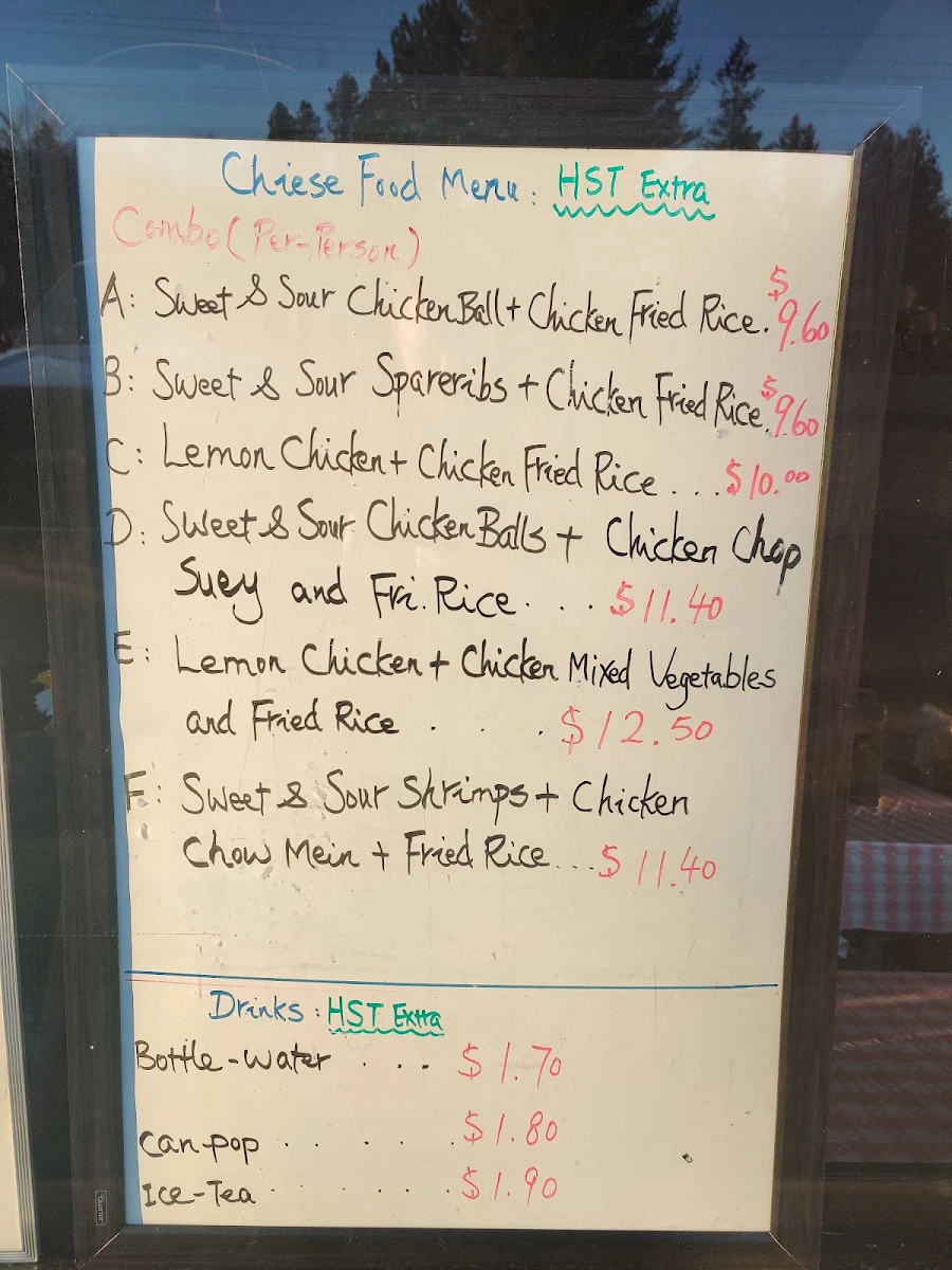 Menu, Three Aces Restaurant