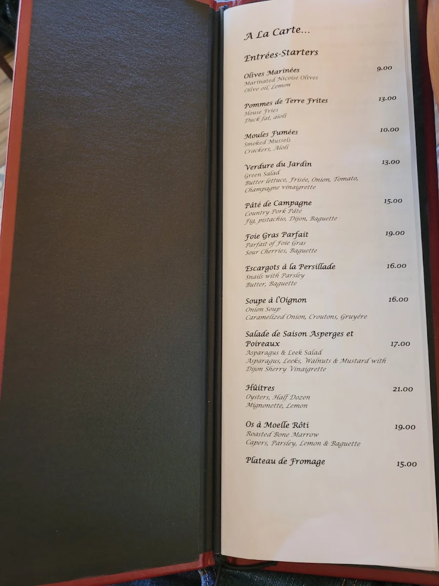 Menu, La Petite Iza