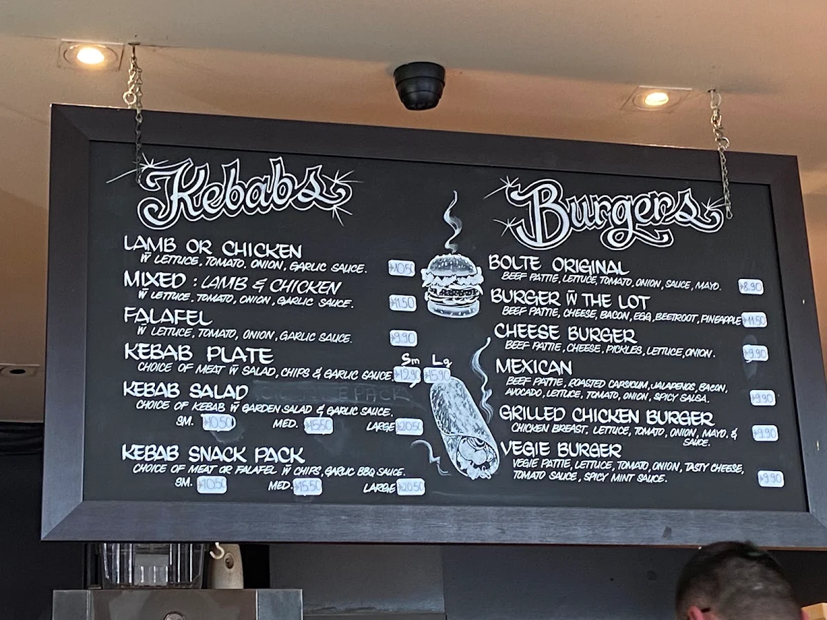 Menu, Bolte Cafe And Kebab