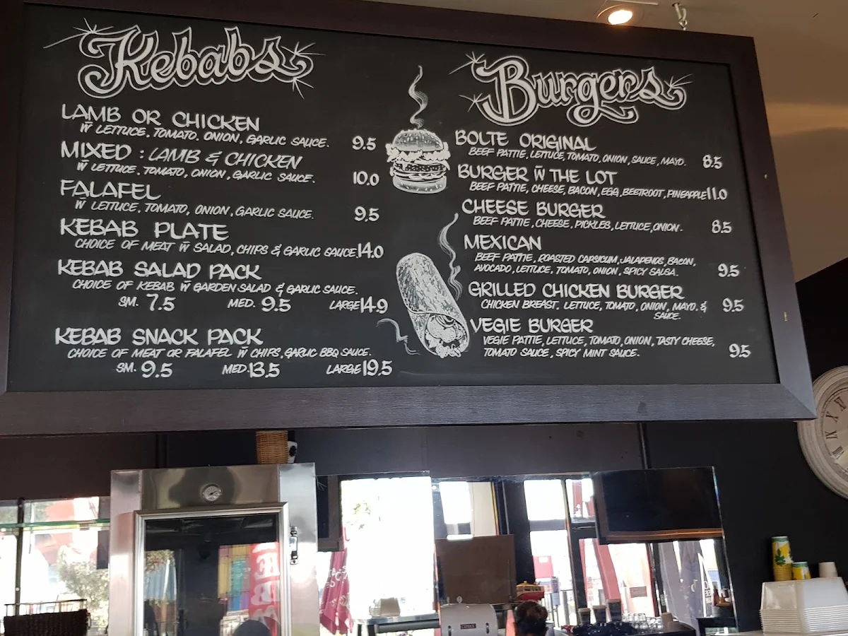 Menu, Bolte Cafe And Kebab