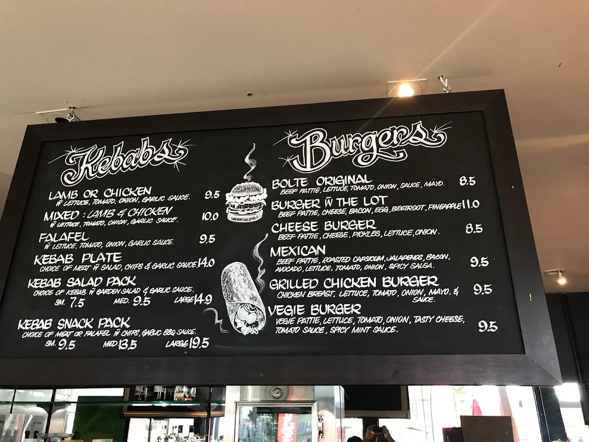 Menu, Bolte Cafe And Kebab