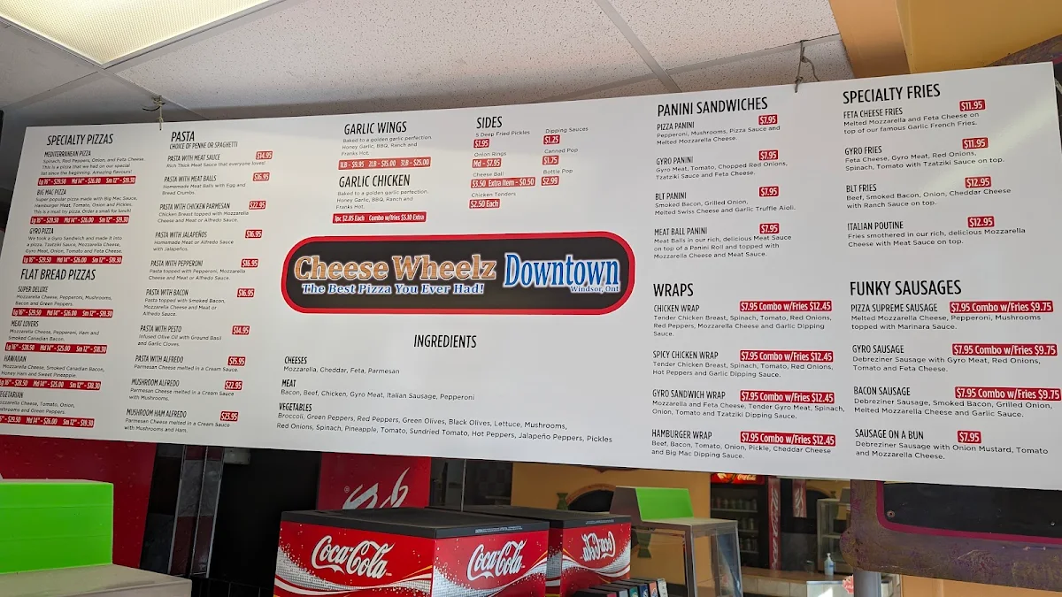Menu, Cheese Wheelz