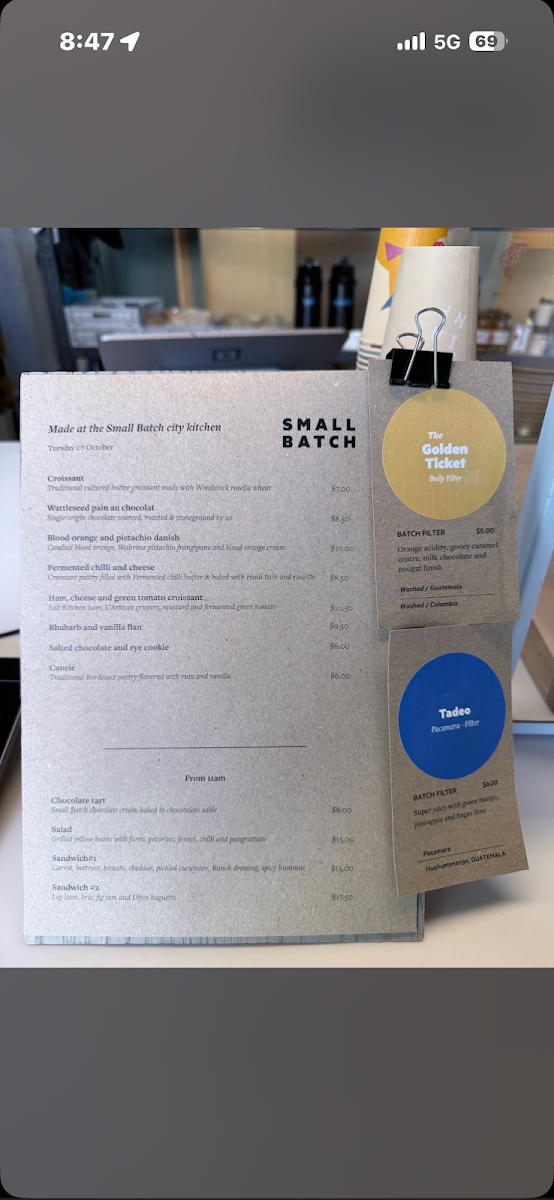 Menu, Small Batch Roasting Co.
