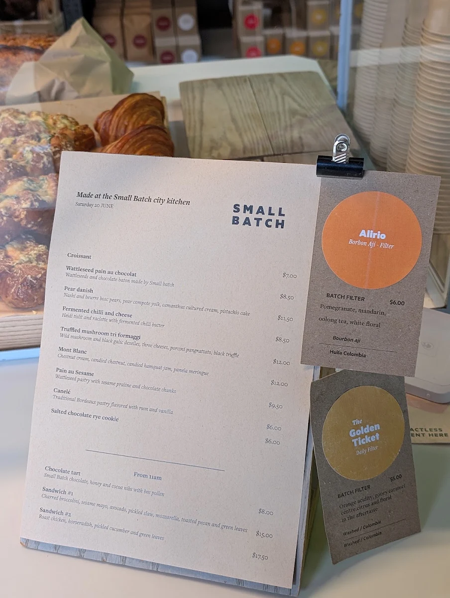 Menu, Small Batch Roasting Co.