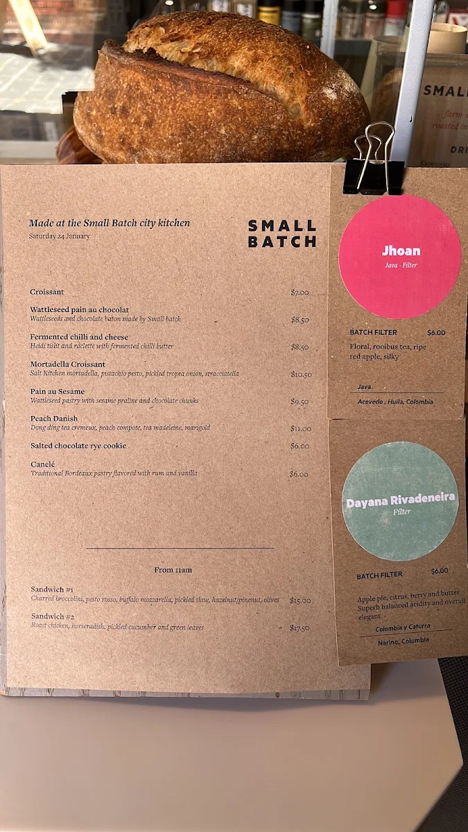 Menu, Small Batch Roasting Co.