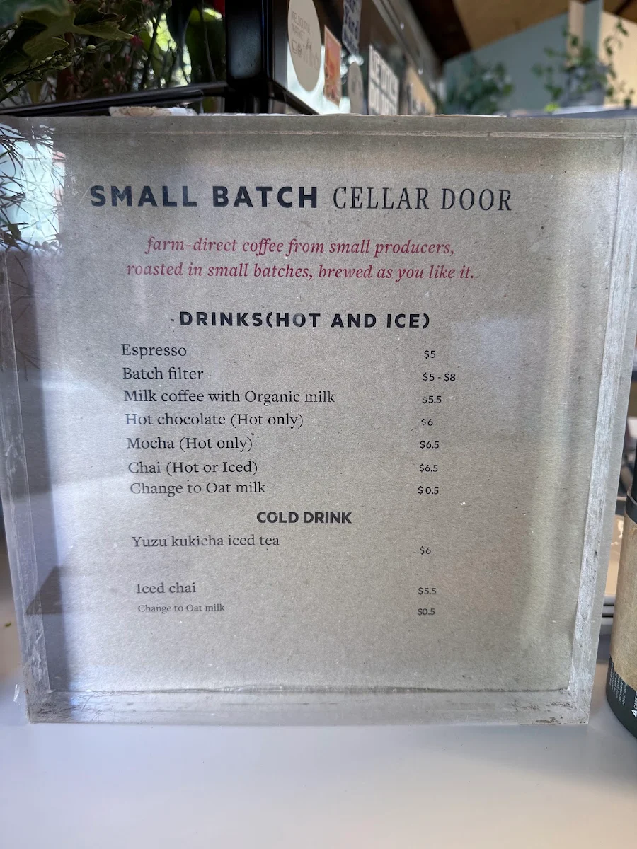 Menu, Small Batch Roasting Co.