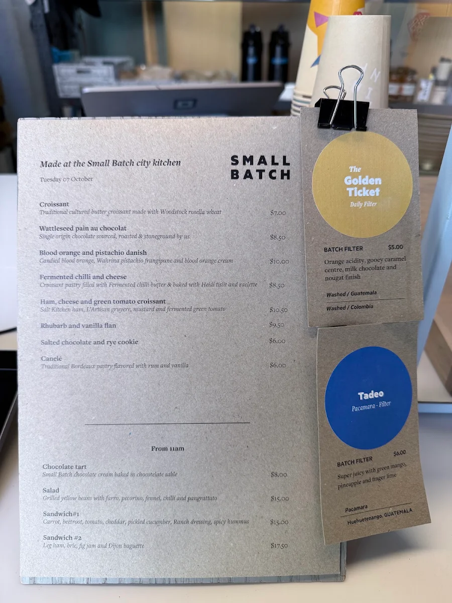 Menu, Small Batch Roasting Co.