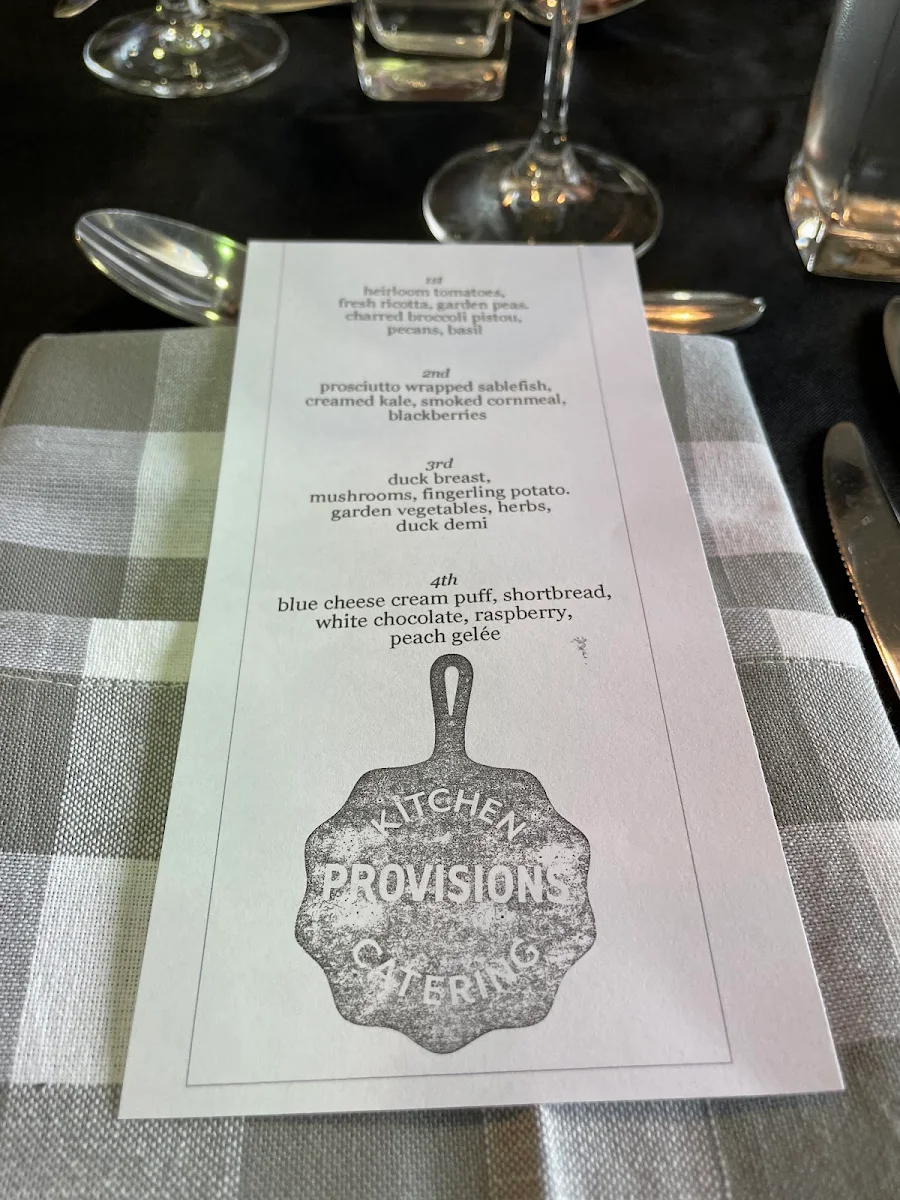 Menu, Provisions Kitchen & Catering