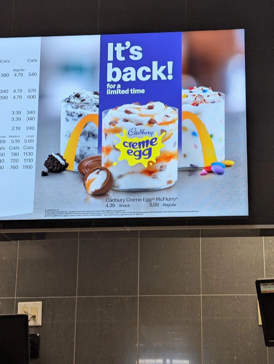 Menu, McDonald's