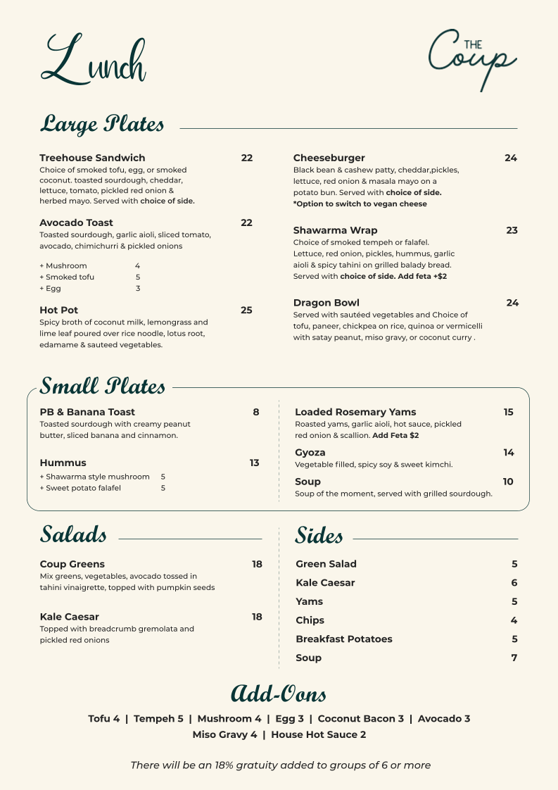 Menu, The Coup