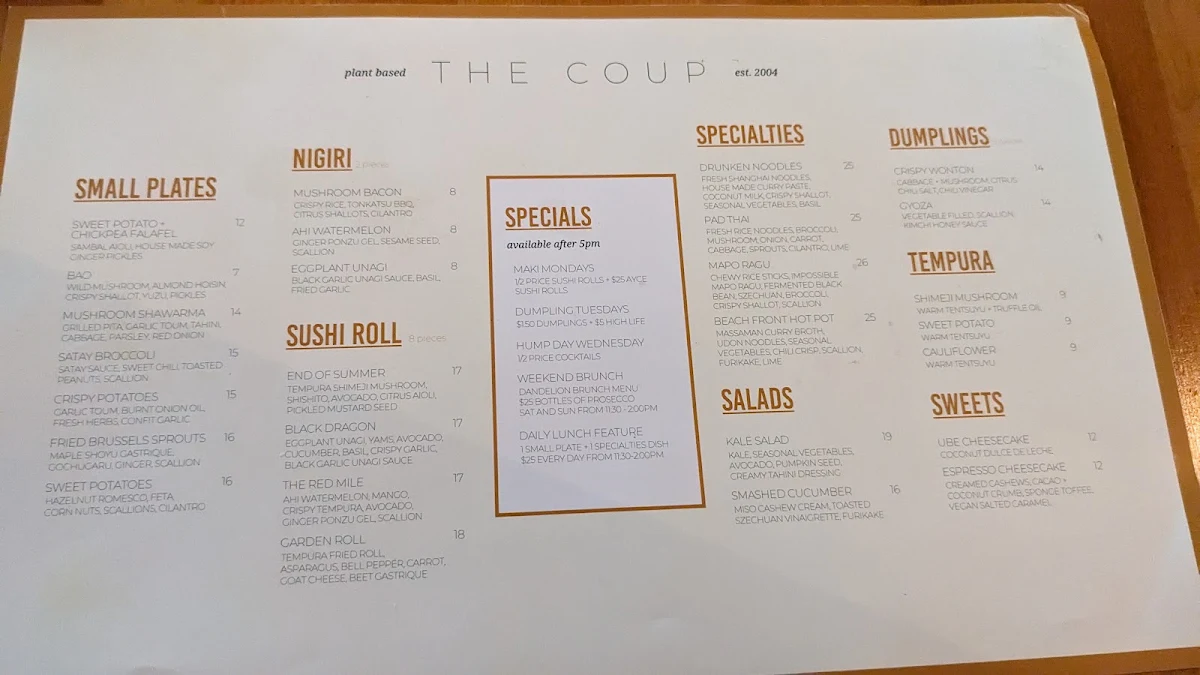 Menu, The Coup