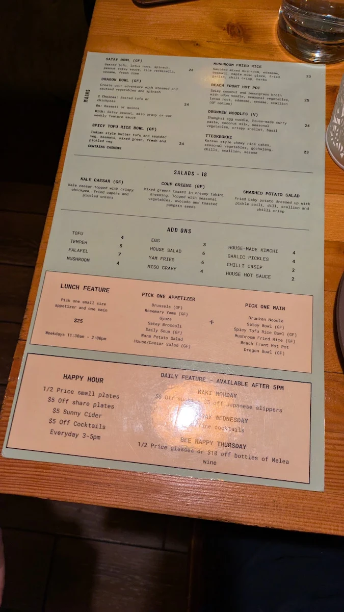 Menu, The Coup