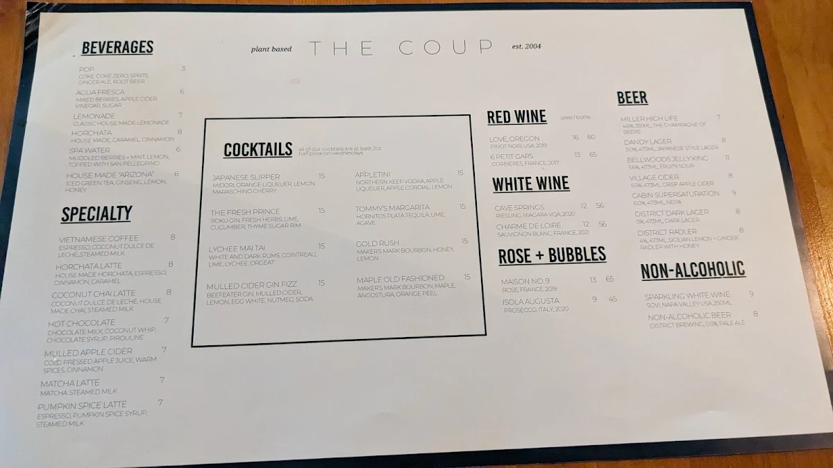 Menu, The Coup