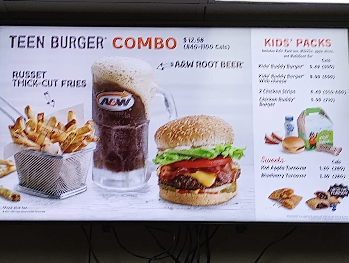 Menu, A&W Canada
