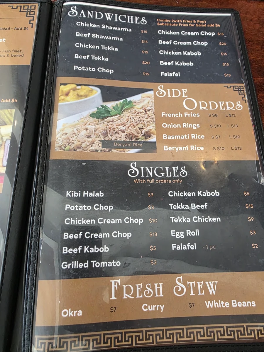 Menu, Windsor Palace Restaurant & Catering - Tecumseh
