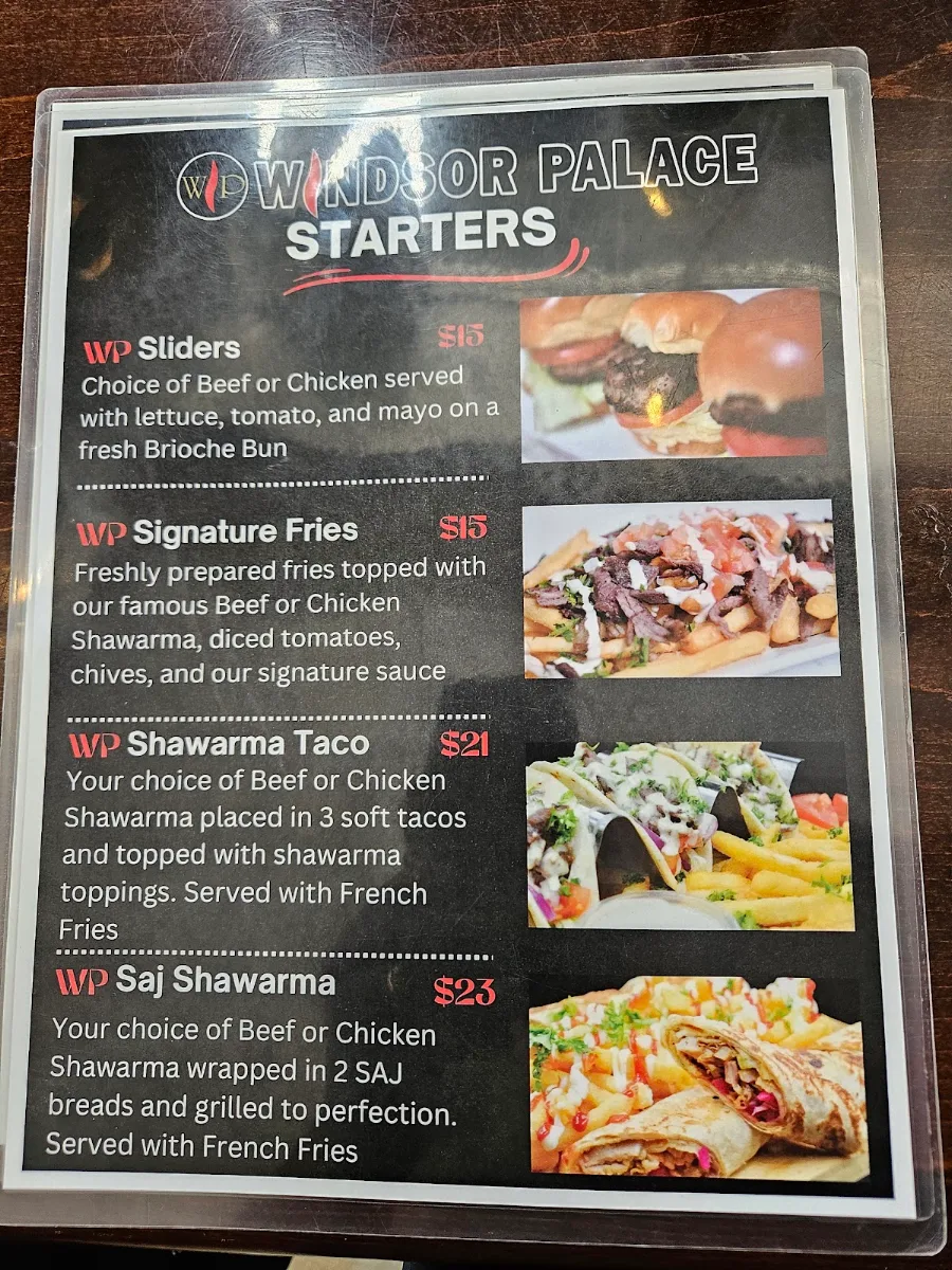 Menu, Windsor Palace Restaurant & Catering - Tecumseh