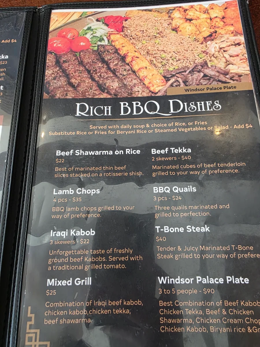Menu, Windsor Palace Restaurant & Catering - Tecumseh