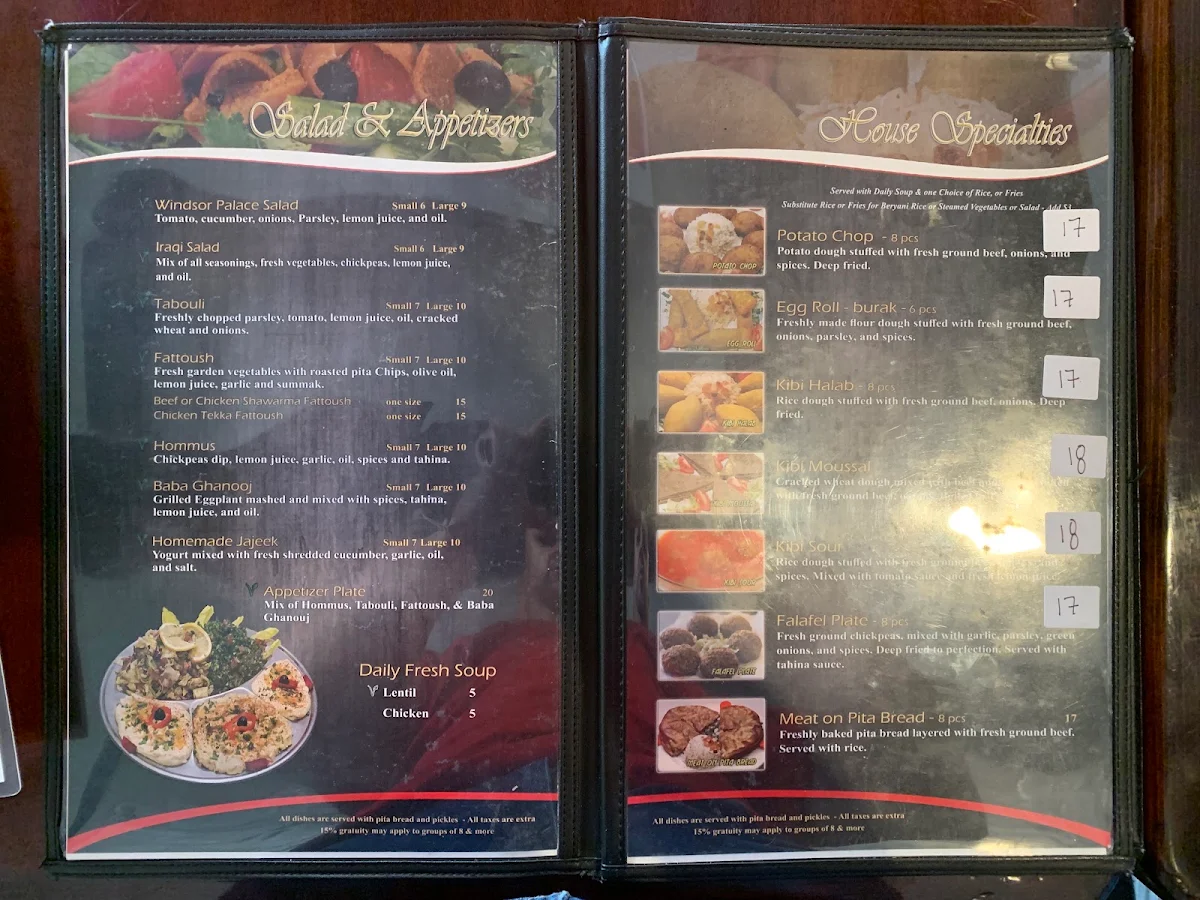 Menu, Windsor Palace Restaurant & Catering - Tecumseh