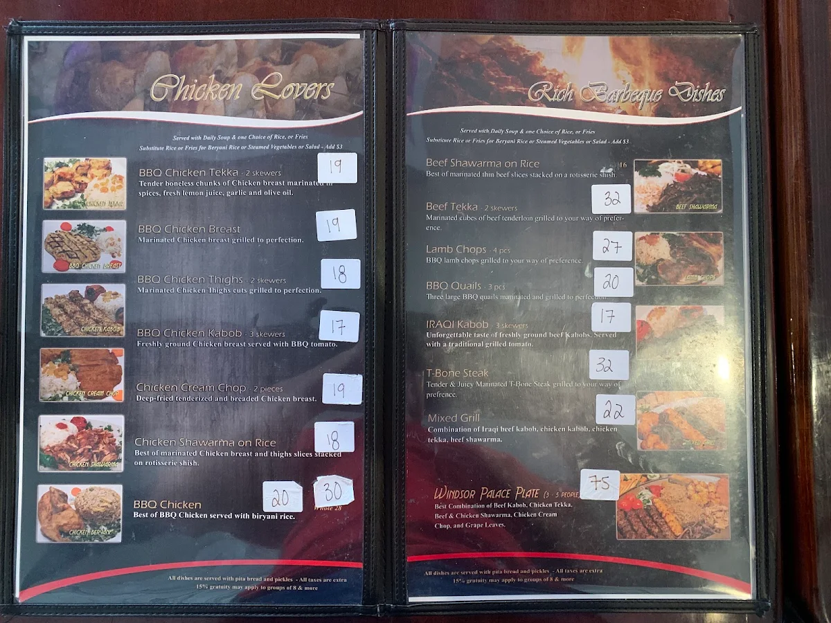 Menu, Windsor Palace Restaurant & Catering - Tecumseh