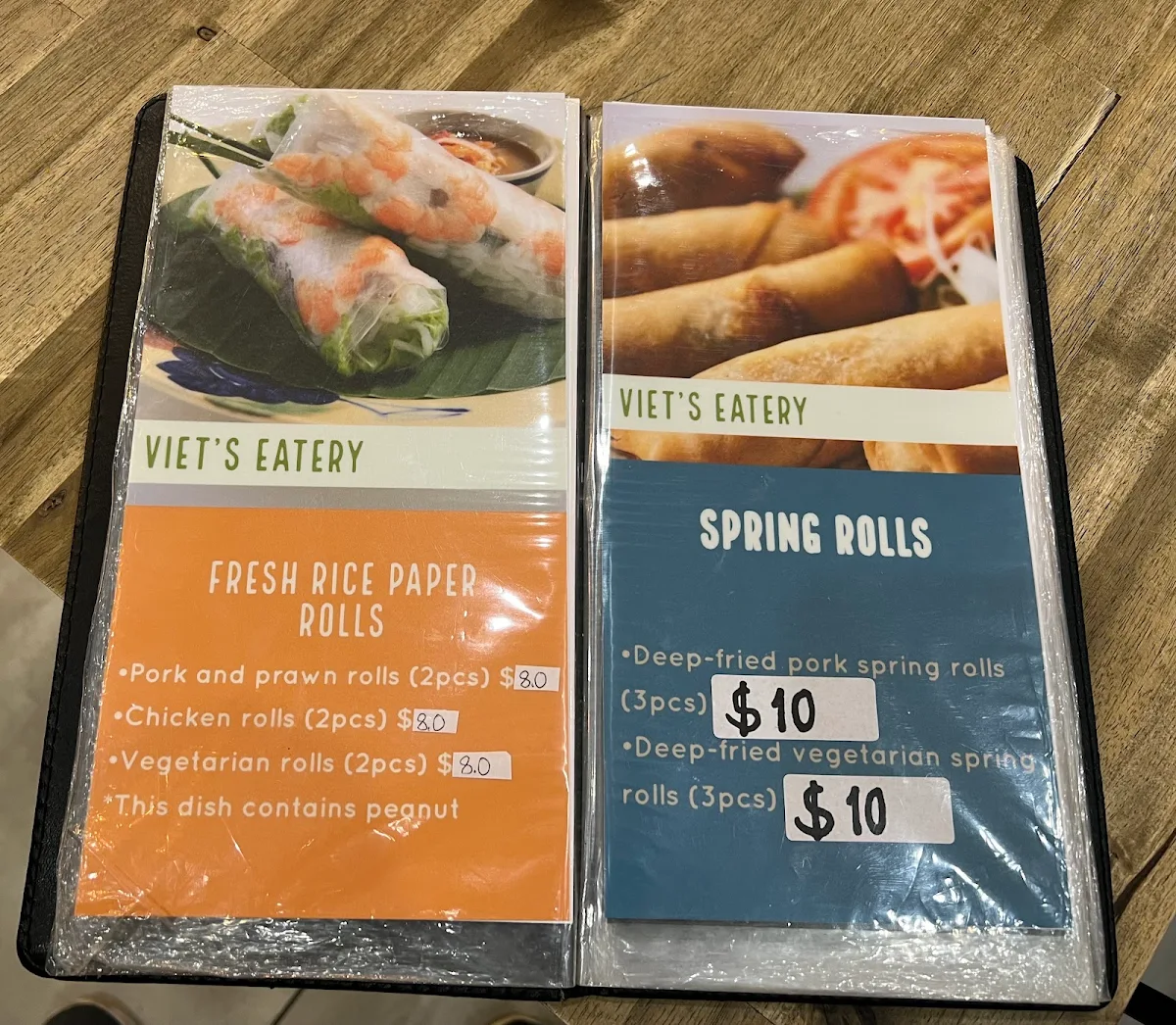 Menu, Viet'z Eatery