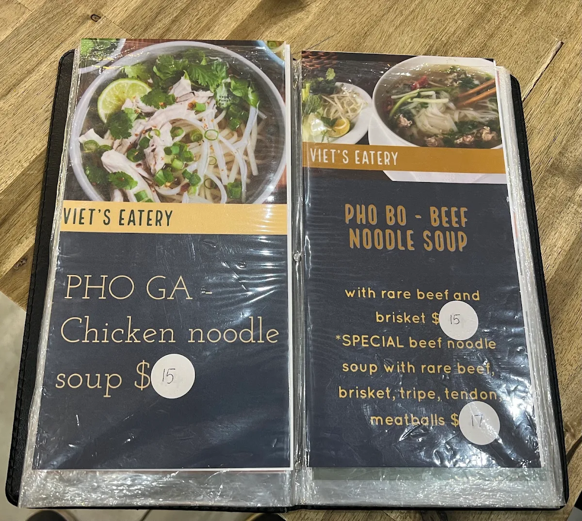 Menu, Viet'z Eatery
