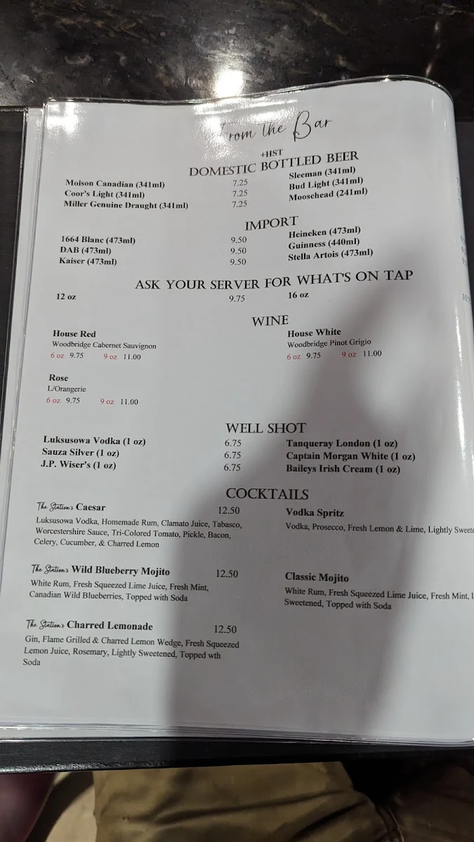 Menu, The Station