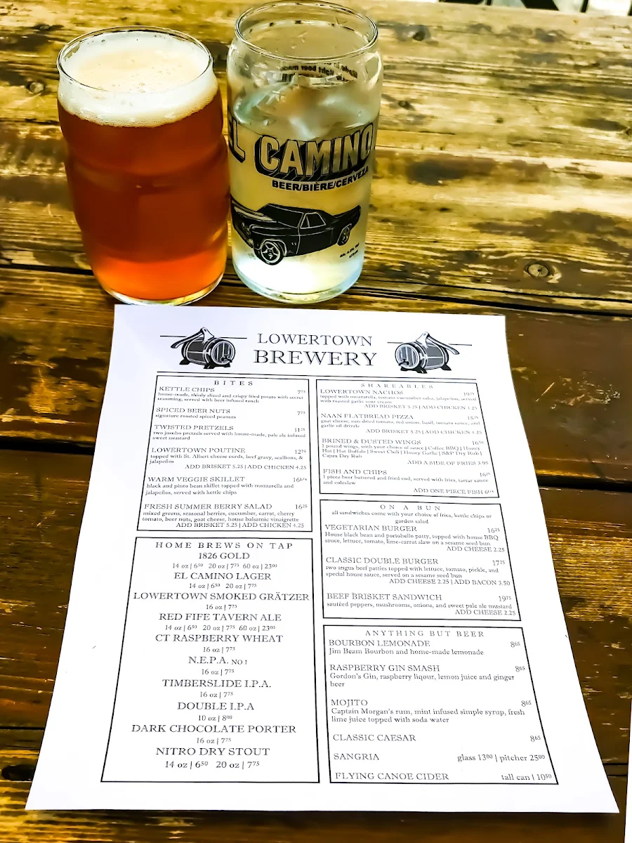 Menu, Lowertown Brewery, ByWard Market