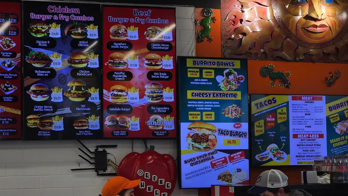 Menu, Cheese Curds Gourmet Burgers + Poutinerie
