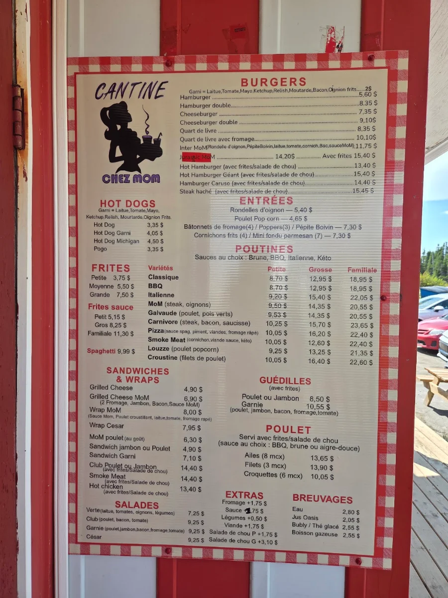 Menu, Cantine chez mom