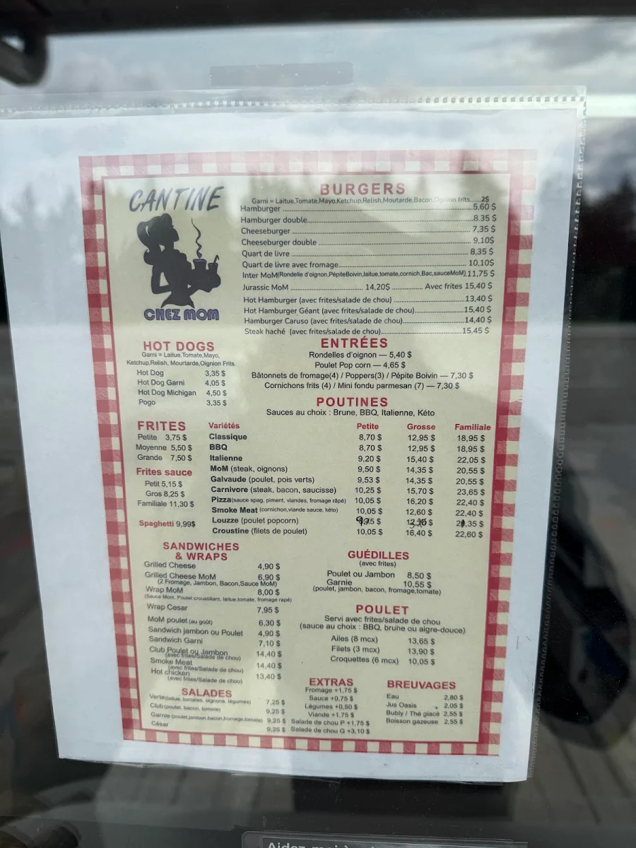 Menu, Cantine chez mom