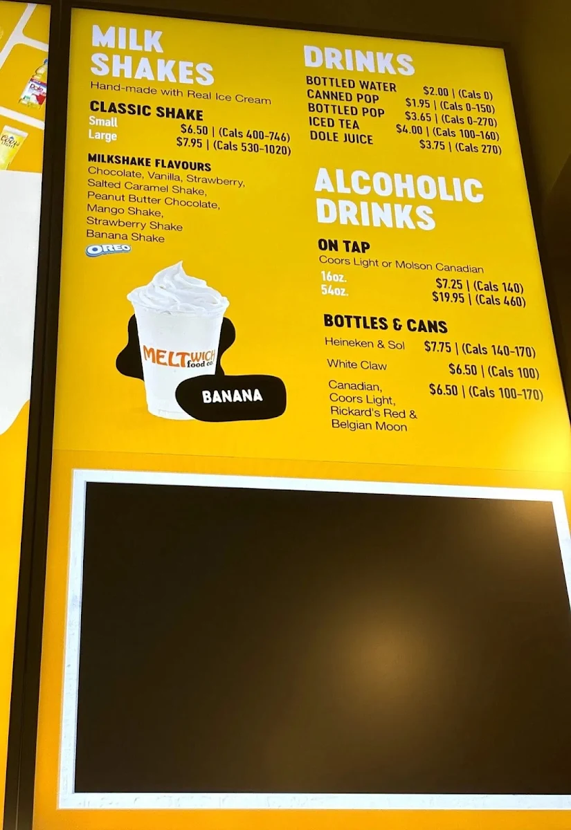 Menu, Meltwich Food Co