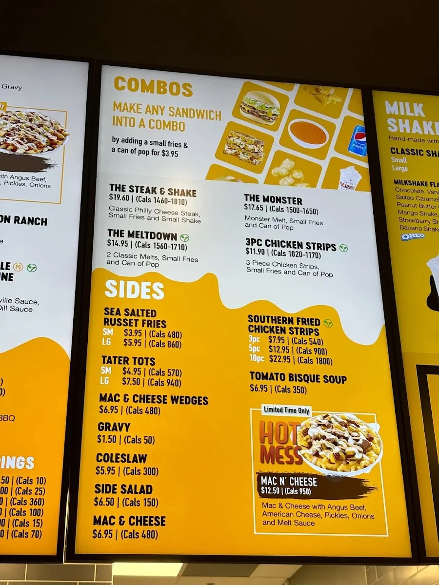 Menu, Meltwich Food Co