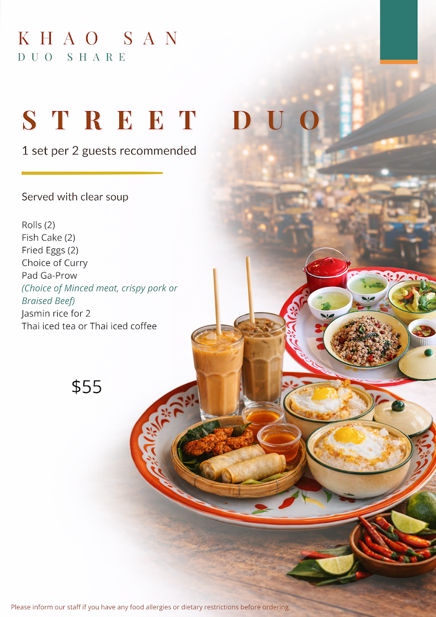 Menu, Khao San Thai Street Food