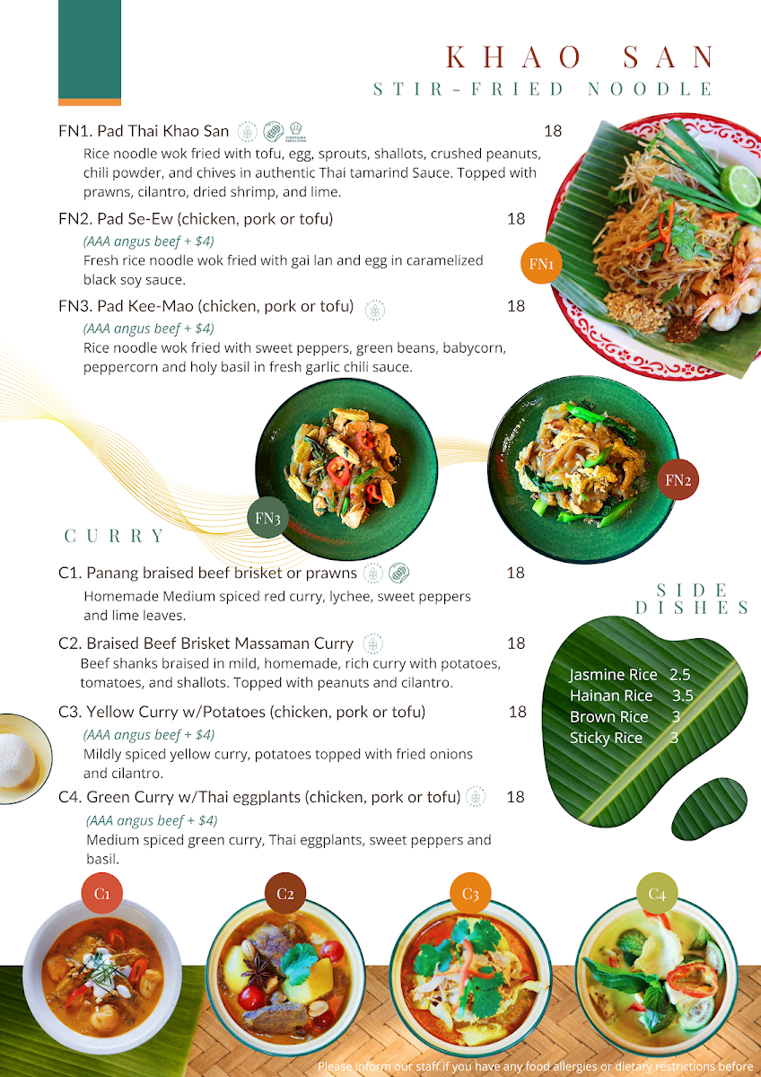 Menu, Khao San Thai Street Food