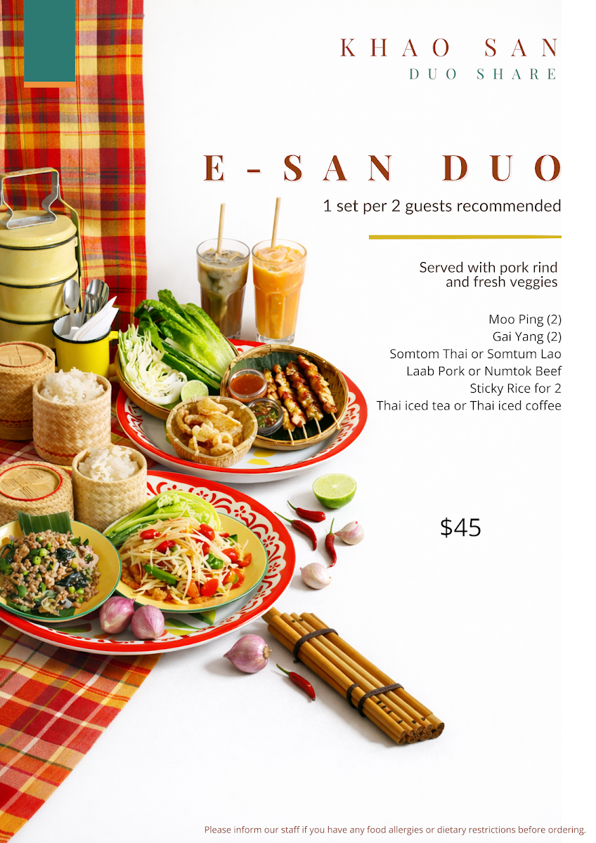 Menu, Khao San Thai Street Food