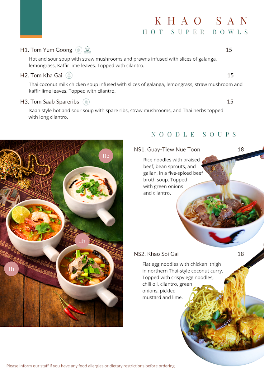 Menu, Khao San Thai Street Food
