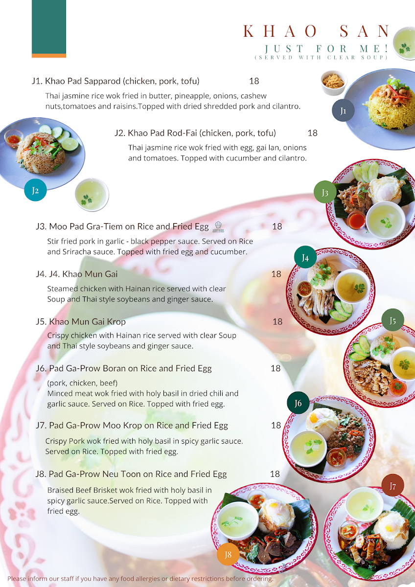 Menu, Khao San Thai Street Food