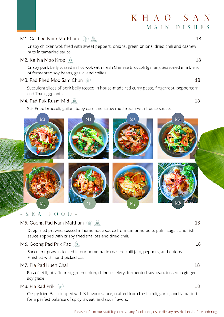 Menu, Khao San Thai Street Food