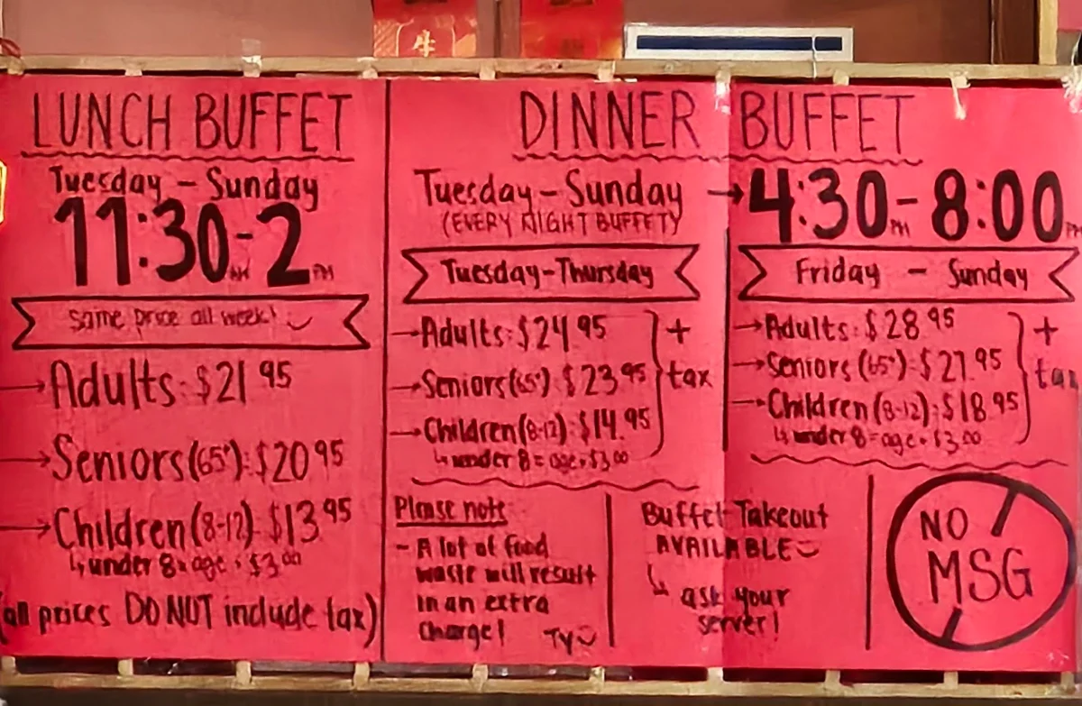 Menu, Guangzhou Garden Restaurant