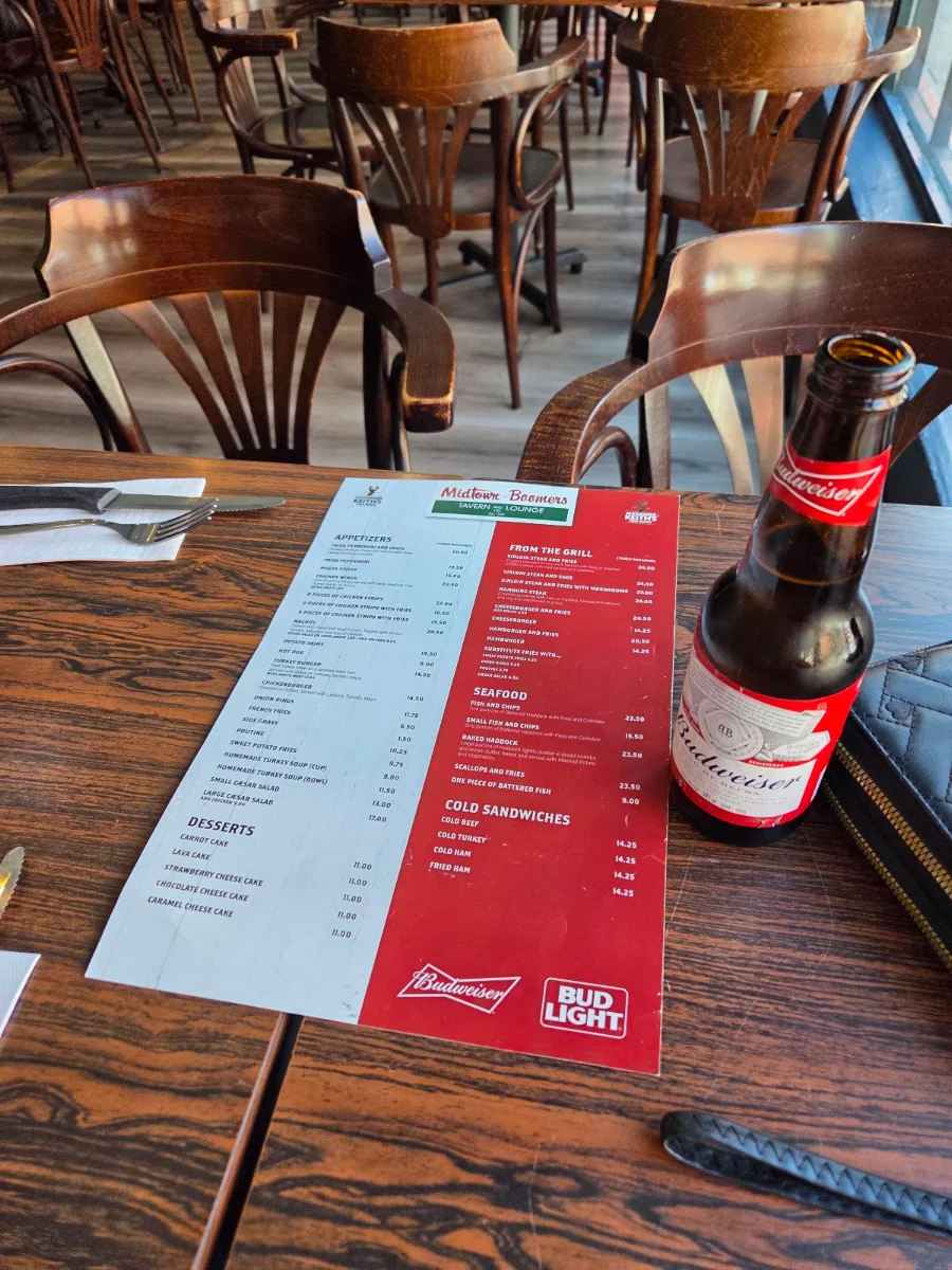 Menu, Midtown-Boomers Tavern & Lounge