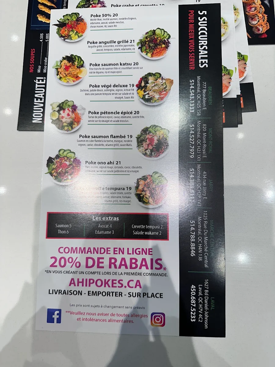 Menu, Ahi Poke Laval