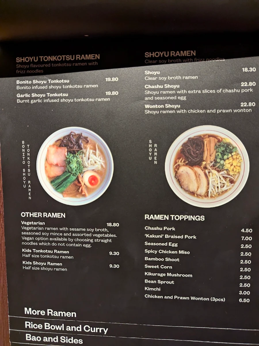 Menu, Hakatamon Ramen Chatswood