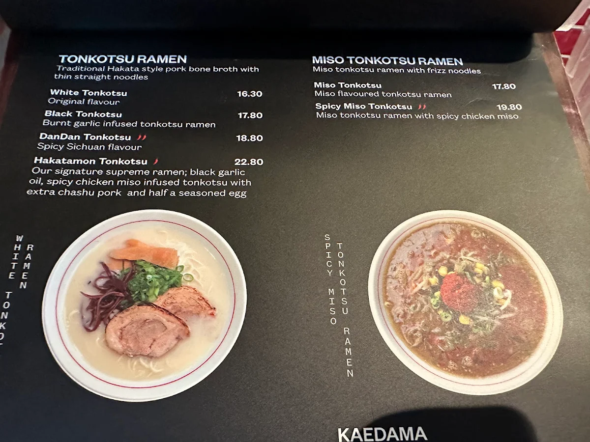 Menu, Hakatamon Ramen Chatswood
